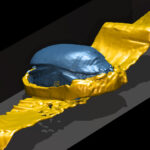The body of the scarab is made of stone, the wings of thin sheet metal